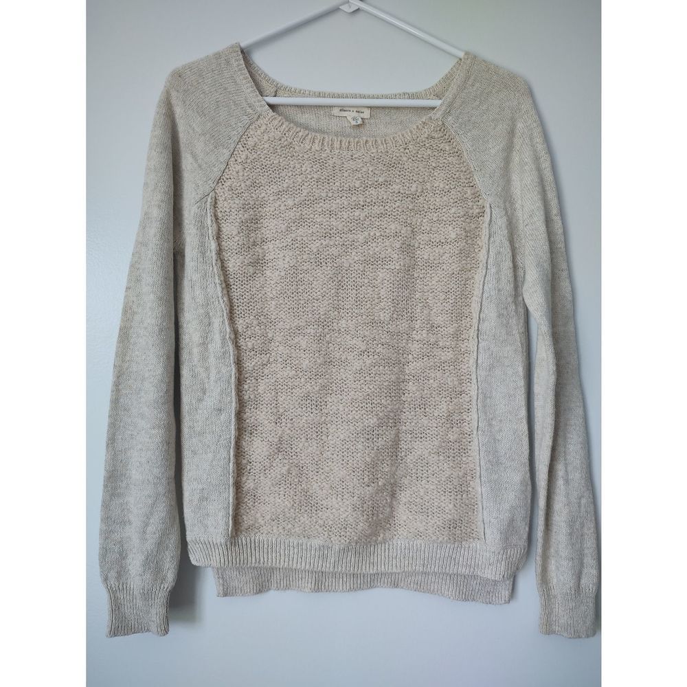 Silence + Noise Sweater size small cream textured knit angora rabbit